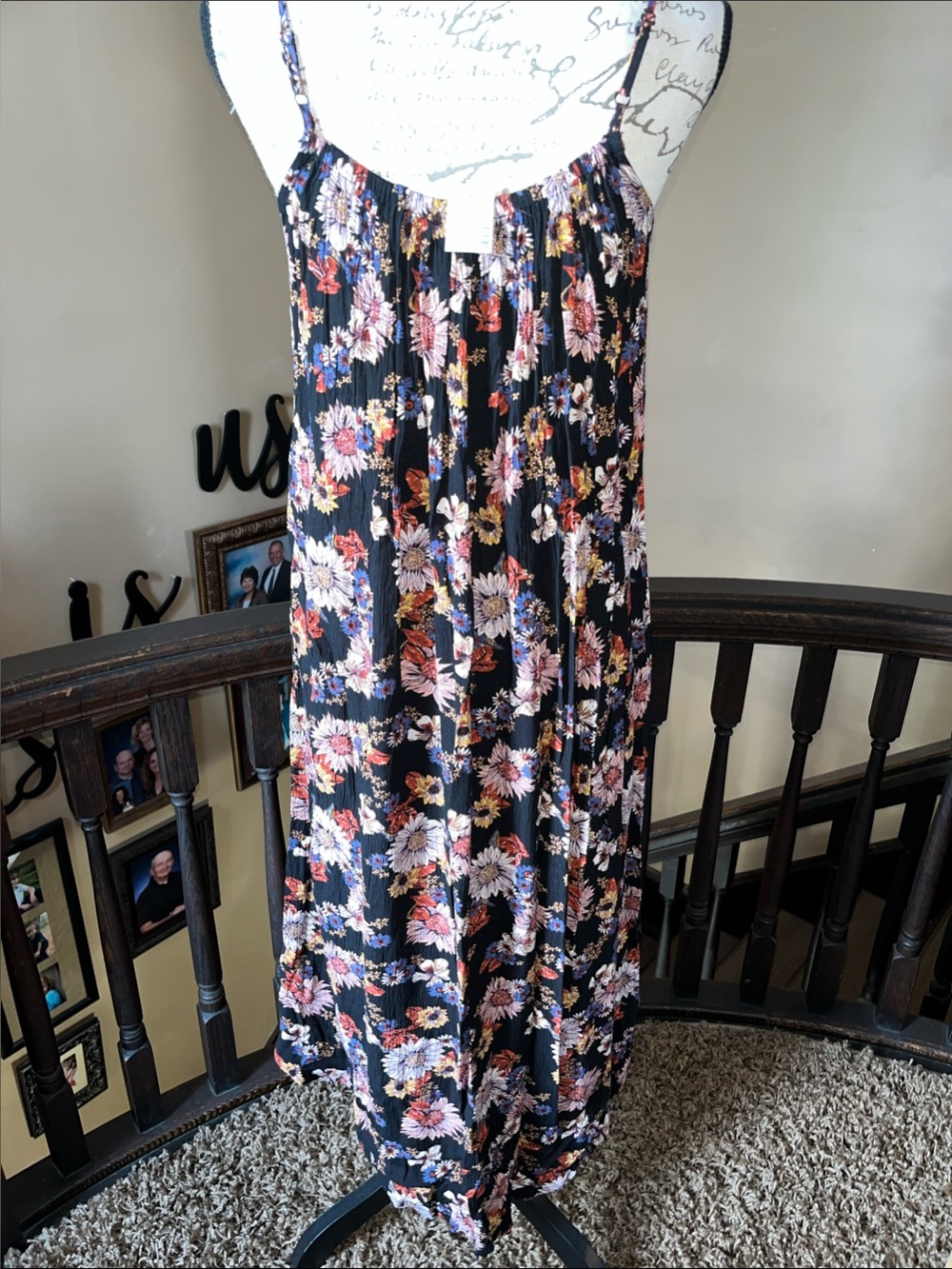 Maurices Black Floral Maxi dress with spaghetti straps - Picture 3 of 3